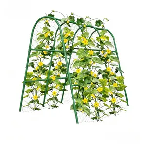 GAOMON Garden Arch Trellis for Climbing Plants Outdoor, 4 ft x 5.3 ft Cucumber & Melon Trellis for Raised Beds, u-Shape Plant Support for Climbing Vegetables, Grapes & Roses, Green
