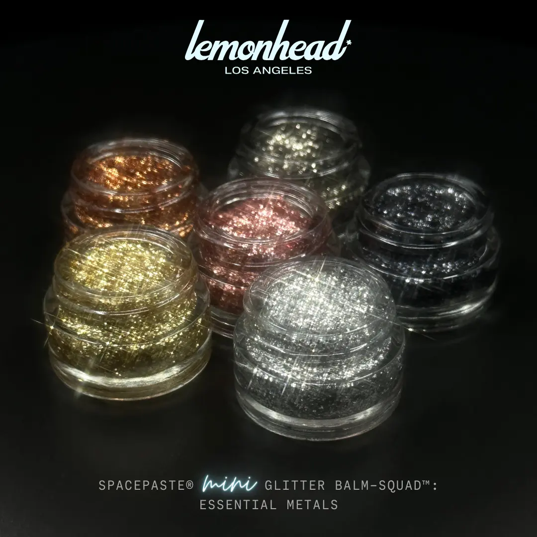 Lemonhead LA SPACEPASTE Essential Metals | 6-Piece Mini Glitter Gel Makeup Collection | Best-selling Neutral Metallic Shades Perfect for Eyeshadow or Eyeliner