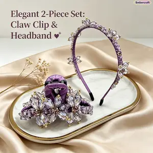 Amethyst Hair Claw Clip for Women, Elegant Crystal Hair Accessory for Half-Up Hairstyles, Trendy Clean Girl & Coquette Style Hair Clip for Daily Wear, Date Nights, Parties & Aesthetic Hairstyles