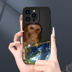 Fall Cute Monkey Design Phone Case, 1 Count Anti-fall Fully Edged Mobile Phone Case, Shockproof Phone Cases for iPhone XR 11 12 13 14 15 Pro Max Screen Protector Black