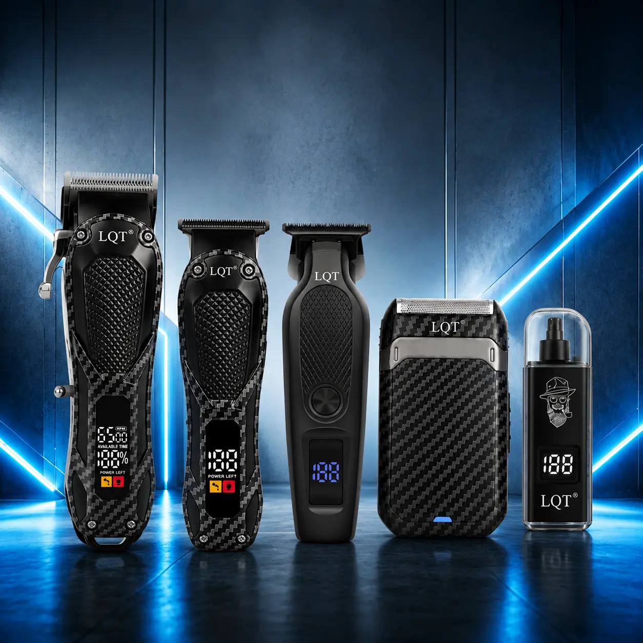 LQT 5-in-1 Professional Hair Clipper Set for Men, Barber Grooming Kit with Main Clipper, T-Blade Trimmer, Detail Trimmer, Electric Shaver & Nose Hair Trimmer, Cordless LED Display, Full Hair Cutting Kit for Home & Barbershop, Gift