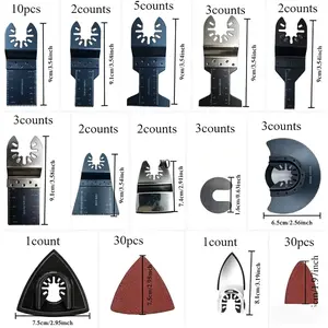98-piece mixed universal saw blade set with Universal Saw accessory attachments woodwork tools oscillator cutting air conditioner tube expander quick release multi tool kit metal nail high-carbon steel oscillation angle compatibility replacement heavy