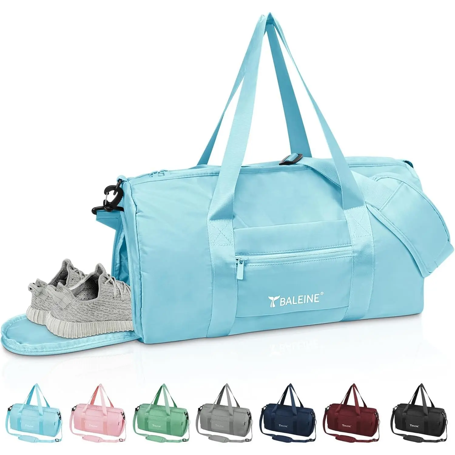 Gym Duffel Bag for Women and Men, Small for Sports, Gyms and Weekend Getaway, Waterproof Dufflebag with Shoe and Wet Clothes Compartments, Lightweight Carryon Gymbag