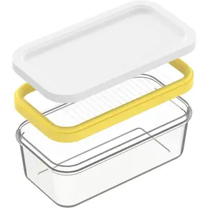 Butter Slicer Cutter, Stick Butter Container Dish with Lid for Fridge, Easy Cutting Two 4Oz Sticks Butter(Not Airght, Small) UNIVIVO
