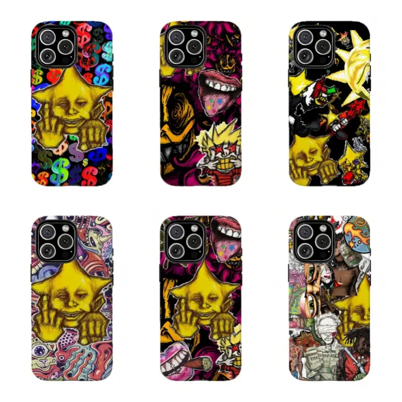 Edgy Streetwear Style Star Face Phone Case,for iPhone 16 15 14 13 12 11 17Pro Max,for Samsung S25 S24 S23 S22 Ultra,Gifts For Fans, Phone Accessories