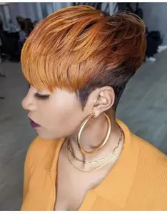 Fashionable Short Straight Short Wigs Pixie Cut Wig Short Hair Wig Pixie Wig With Bangs For Womens Wig Short Glueless Synthetic Pixie Layered Hair Cut Wig For Party Daily Use Holiday Wear Party Wear