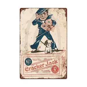 WSTKJW Tin Sign Wall Decor Metal Signs Vintage for Bar Laundry Room Yard Ranch Pub 1918 Cracker Jack Candy Vintage Look 8 x 12 inch