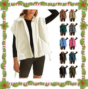 UANEO Women's Fleece Vest Casual Sleeveless Button Down Sherpa Jacket Outerwear with Pockets TikTokShopBlackFriday