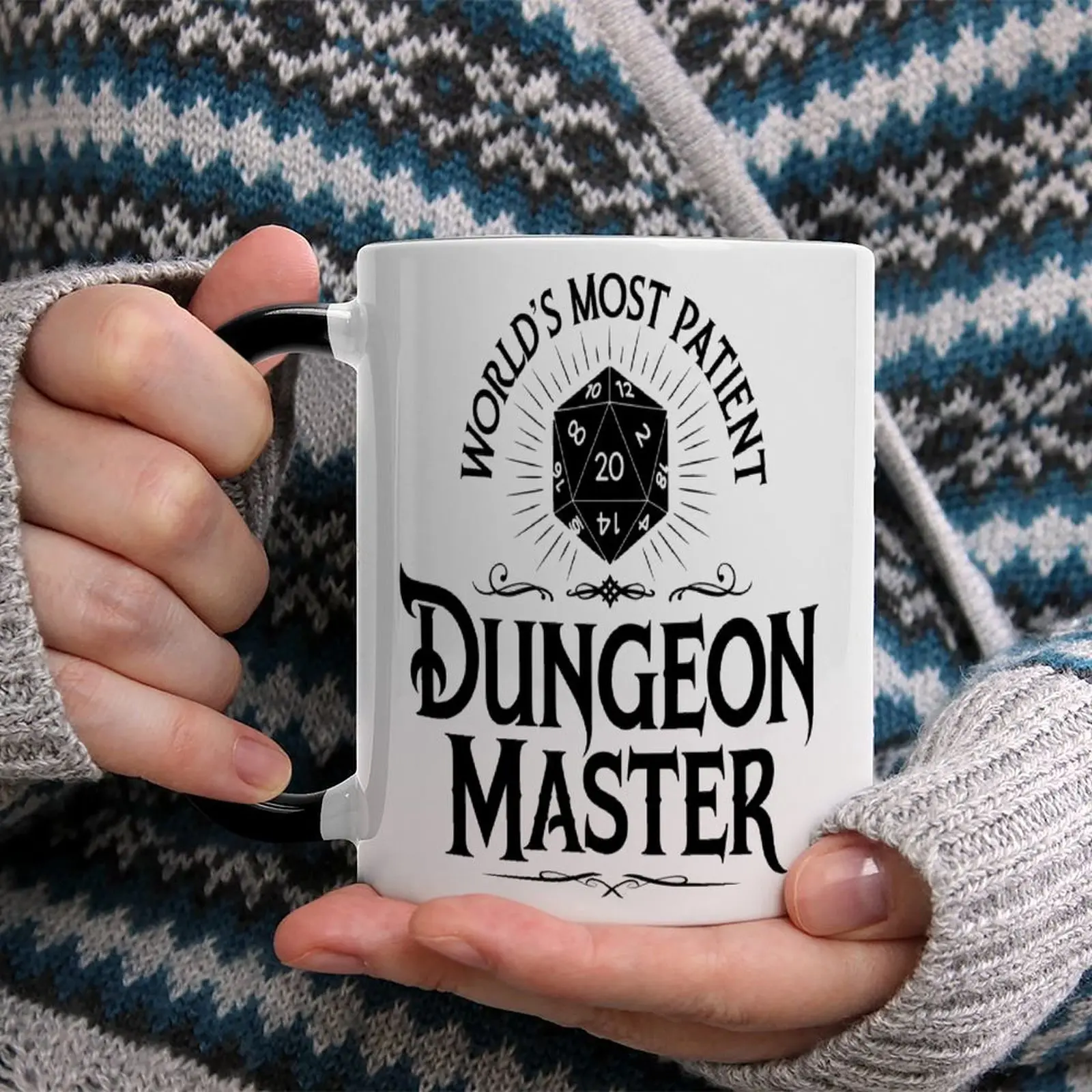 Dungeons & Dragons Dungeon Master Ceramic Mug - D20 Dice Themed Drink Cup, Fantasy Gift for Tabletop Game Enthusiasts