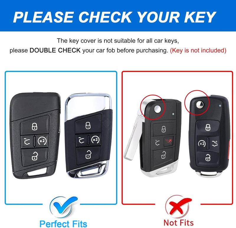 TPU Key Fob Cover Compatible with 2018 2019 2020 2021 2022 2023 2024 2025 VW Volkswagen Atlas Golf Alltrack Jetta Passat Tiguan Taos (not for Keys with Eject/flip/fold Buttons)