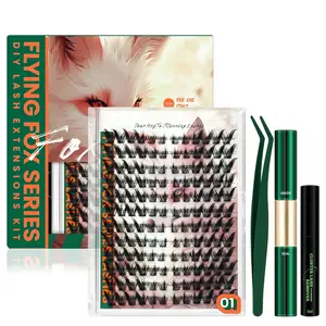 Flying Fox Lash Clusters Kit Volume DIY Lash Extension Kit Cat Eye Lash Extension Kit Waterproof Long- Lasting Cluster Lashes