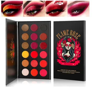 Afflano Red Eyeshadow Palette Highly Pigmented, Long Lasting True Red Eye Shadow Christmas Clown SFX Halloween Makeup Pallet, Brown Black Yellow Sunset Warm Fall Eye Shades, Cruelty Free