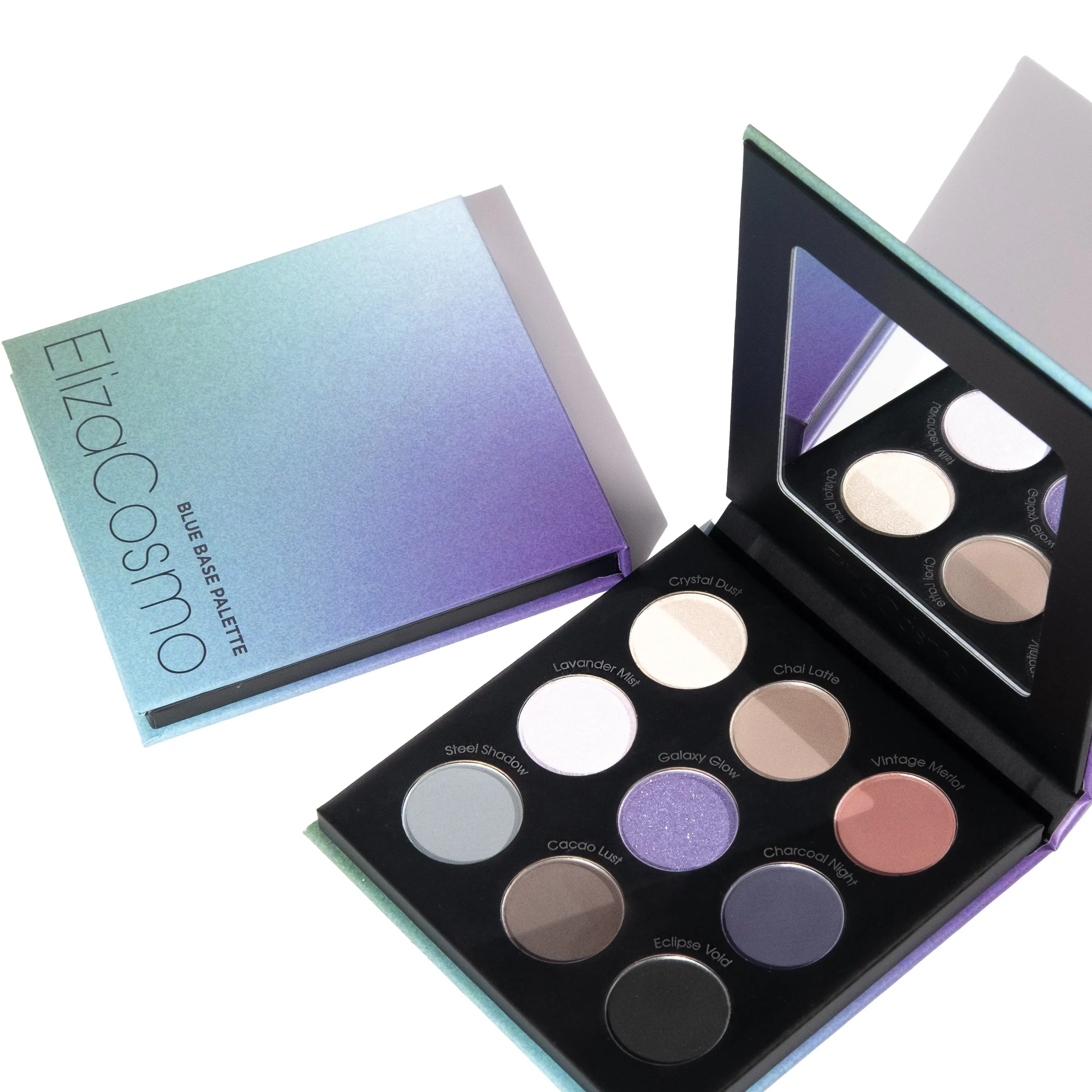 ElizaCosmo Cool Tone Eyeshadow Palette for Cool Undertone Skin - 9 Long-Lasting Matte & Shimmer Shades, Flawless Compact with Mirror, Rich Silky Radiant Color, Smooth Blend, Smokey Glowing Makeup for Summer Cosmetic Use