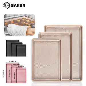 Baking Sheet Pan Set of 3 Commercial Cookie Sheets Nonstick Half Quarter Jelly Roll Pans Replacement Toaster Oven Tray Heavy Duty Easy Clean