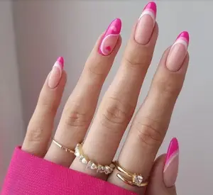 Fake Nails 24Pcs with Glue Full Cover, Press On, Oval Nails, Almond Artificial, DIY Manicure