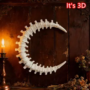 Gothic Anatomical Spine Moon Wall Art, Skeleton Design, Unique Gift for Gothic and Dark Academy Lovers, Elegant Sculpture for Bedroom Decor