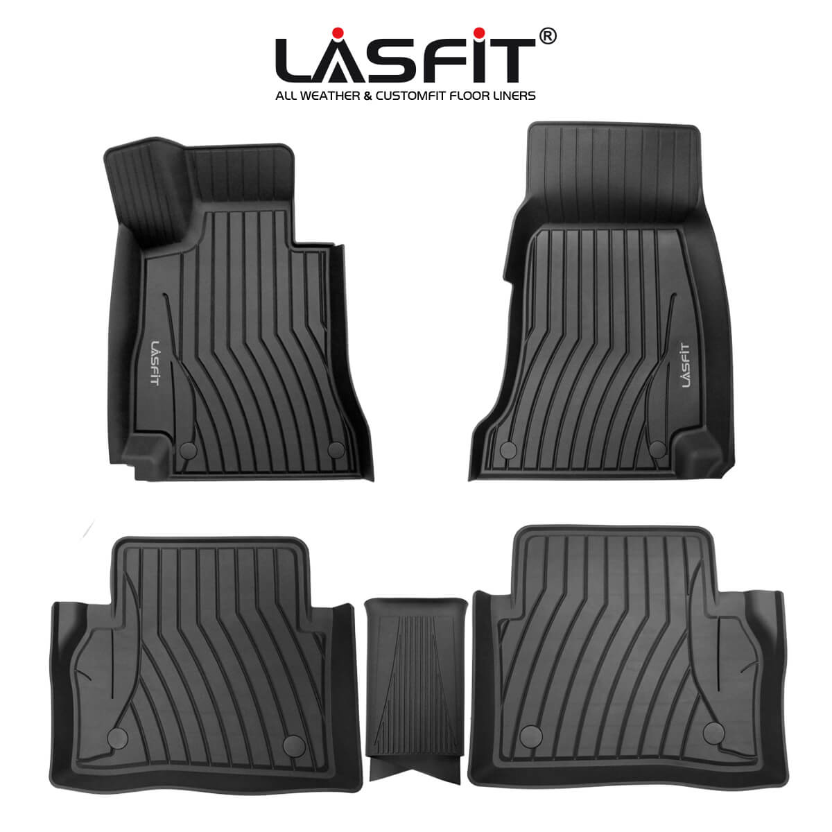 LASFIT Floor Mats Custom Fit for Mercedes Benz E Class 2017-2022 Sedan E300/ E320/ E400/ E350/ E63/ E550, All Weather TPE Floor Liners,1st & 2nd Row Set