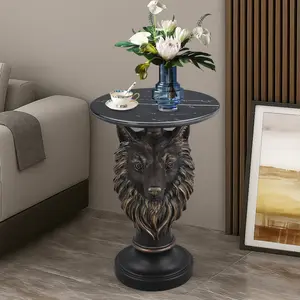 ARCH Wolf Head Accent Table Animal Statue End Tables Livingroom   WL