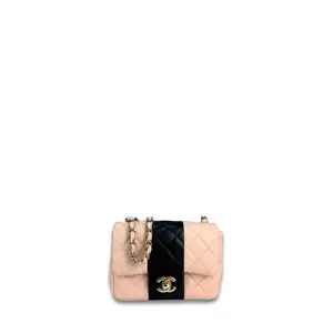 Pre-owned CHANEL Lambskin Shoulder Bags Bicolor Stripe Mini Single Flap