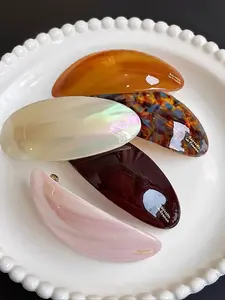 Elegant Oval Shape Hair Clips Set, 5pcs Women's Spring Barrettes for Half-Up Hairstyles, High-End Ponytail Holders, All Seasons Accessories, Super Cute Clips