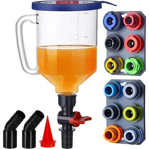 - Spill-Proof Engine Oil Funnel Kit|Oil Change Funnel w/ 12 Adapters & 2  Adapter Organizer Boards|Transparent  w/Scale & Shut-Off Valve|Universal Fit
