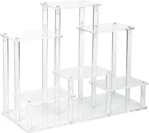 Riser Display Stand, 6-Tier Display Riser for  POP Figures, Clear Cologne Stand Perfume Organizer, Tiered Cupcake Stand for Dessert Table Display,  Risers