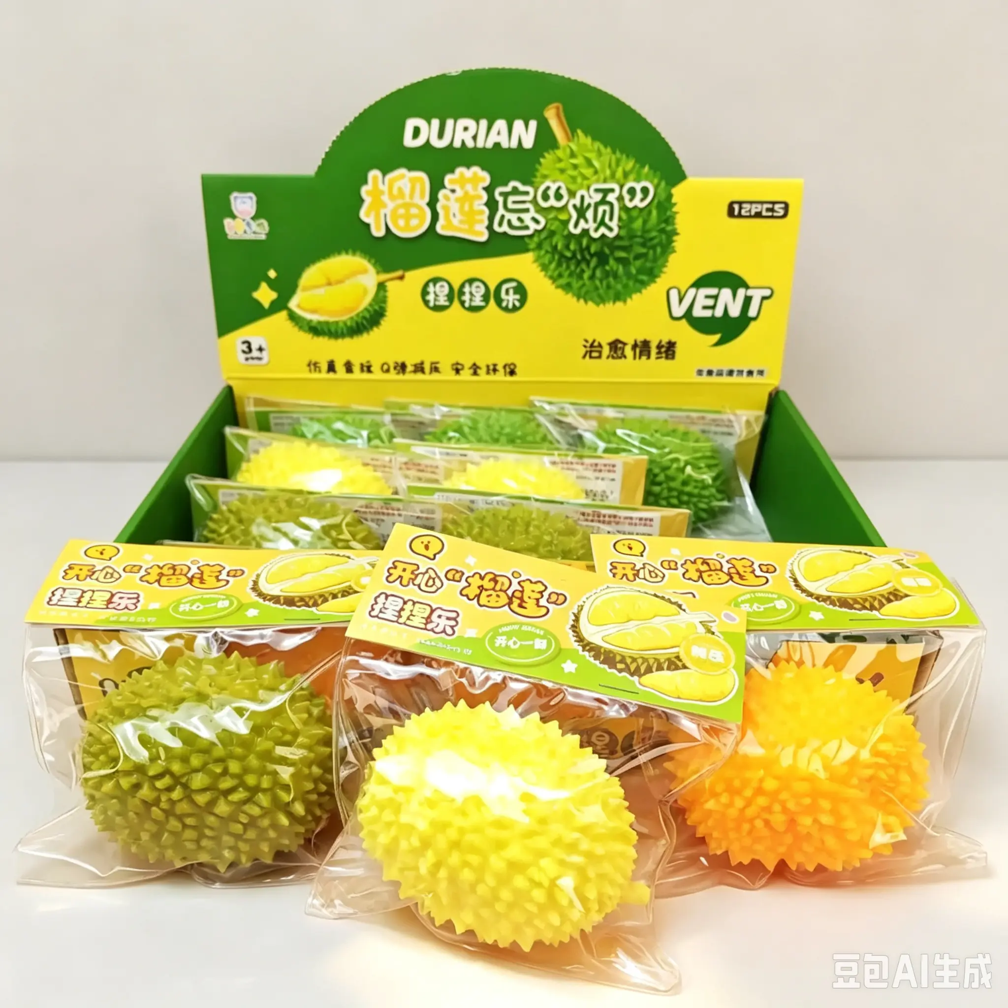 Durian Squeeze Fidget Toy, Soft TPR Stress Relief Squishy Toy for Kids Adults, Great Gift Option