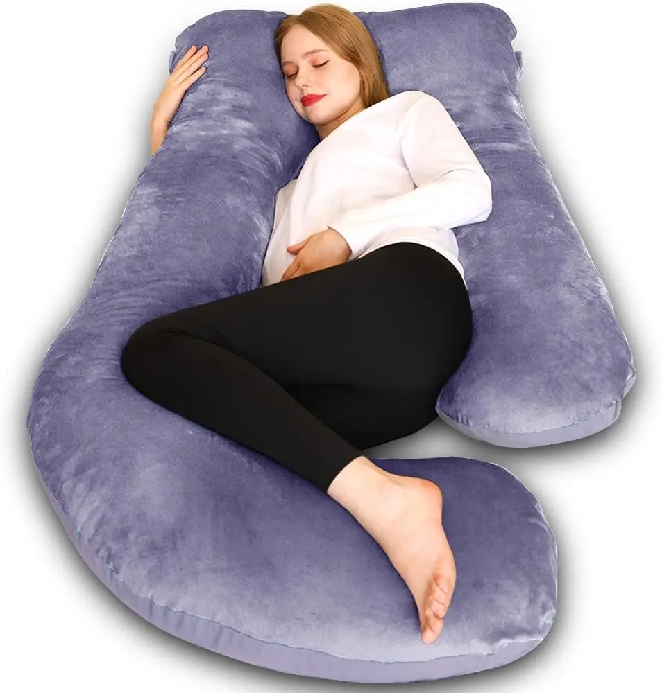 Chilling Home Pregnancy Pillows for Sleeping, J Shaped Full Body Maternity Pillow 58 inch, Pregnant Women Must Haves,Support For Back,legs,Belly, Hips