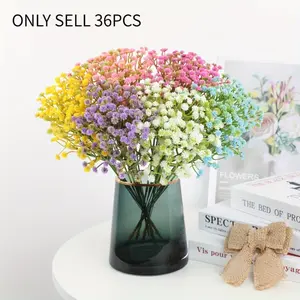 36pcs Artificial Bright-Colored Baby'S Breath Flowers, Suitable For Decoration At Weddings, Engagements, Christmas, Halloween, Thanksgiving, Valentine'S Day, And June Day, Plastic Outdoor Artificial Flowers