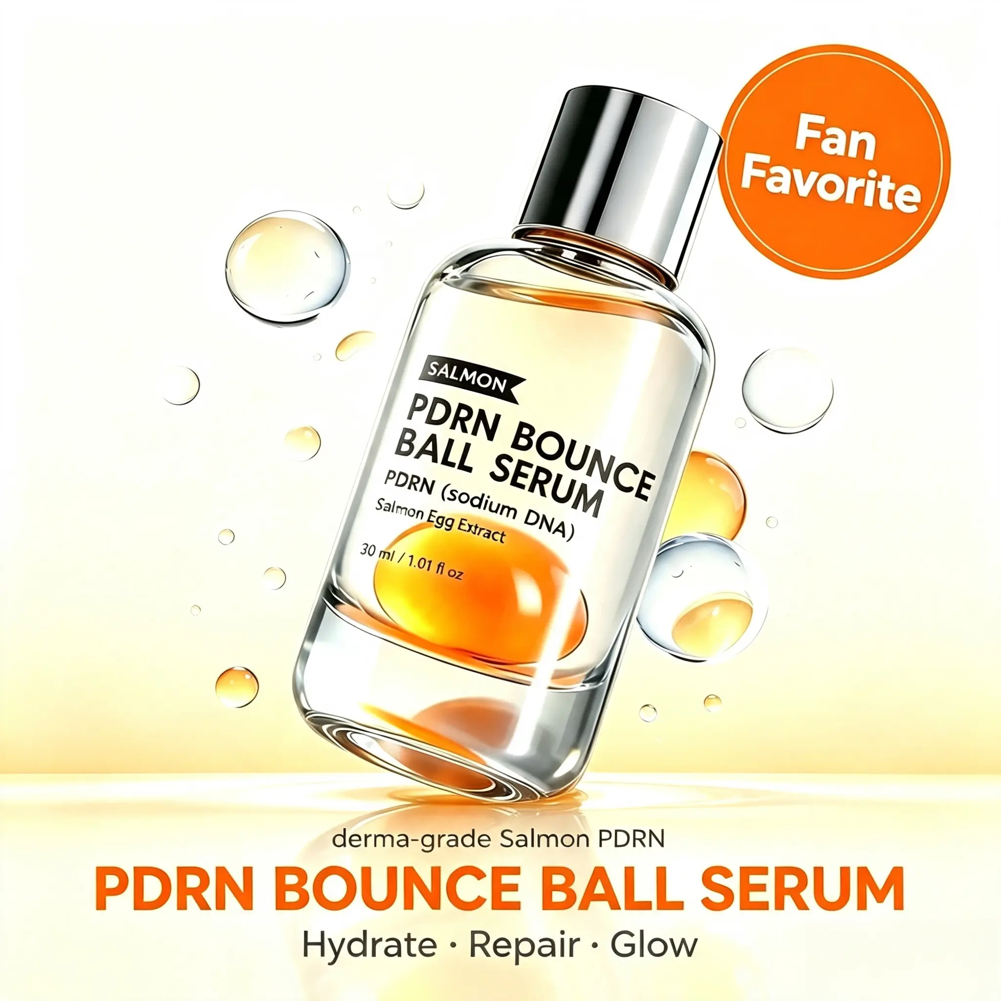 30ML Salmon Pdrn Elastic Oil Bead Essence forImproving Dull Skin, Brightening, Hydrating,and Firming with Caviar Extract