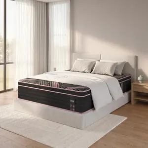 Queen/King Size 12 Inch Hybrid Mattress, Medium Firm Feel Mattress, Individually Pocketed Innerspring with Memory Foam, Breathable and Cooling (Pink+Black, 12 Inch Queen)