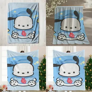 Cozy and Convenient Pochacco Print Flannel Blanket Oversized Plush Design for Bed Sofa All-Season Use hine Washable Ideal for Travel Camping Napping Unique Birthday Gift