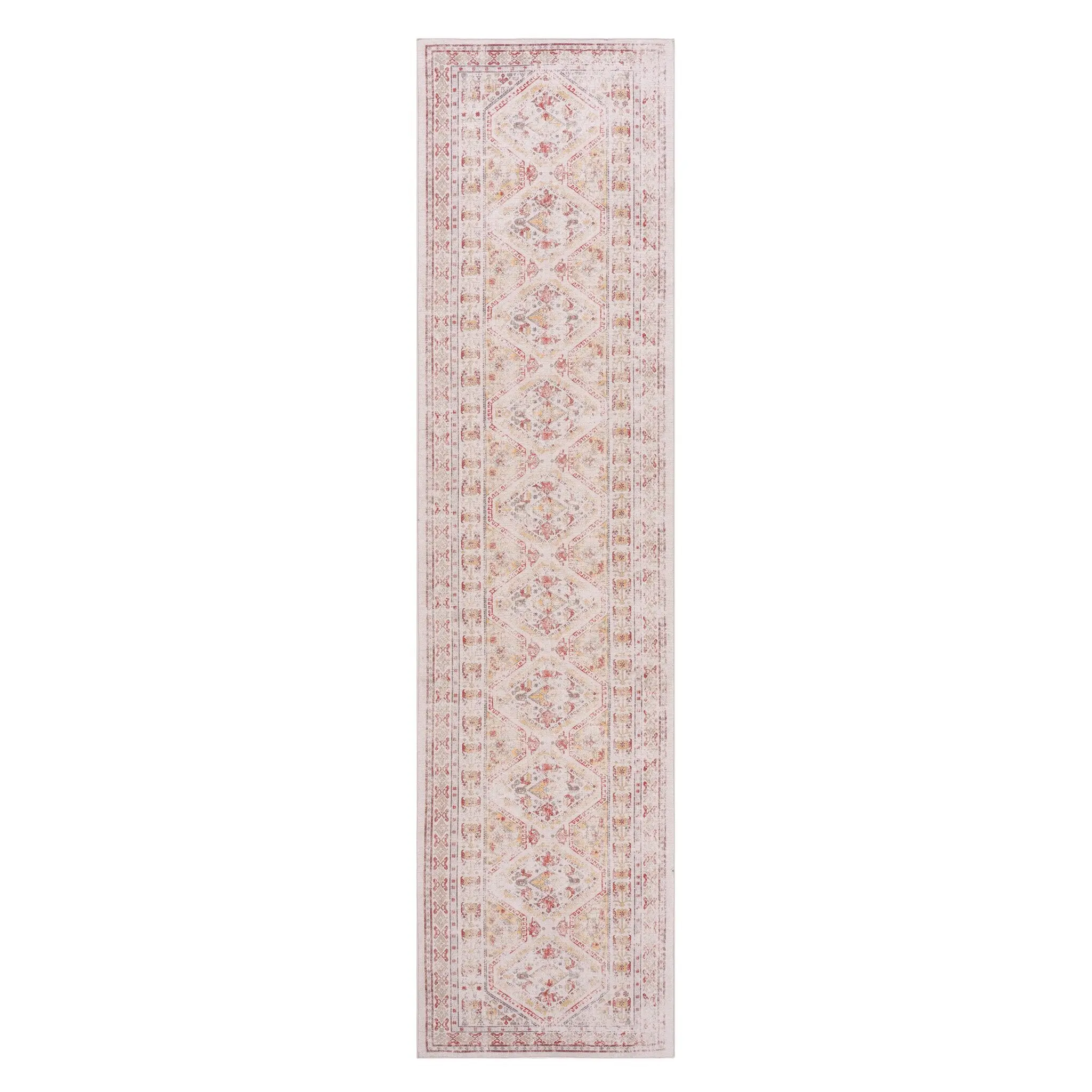 Kaden 2'6'' x 10' Beige/ Machine Washable Low-Pile, Non-Slip, Non-Shedding, Foldable, Kid & Pet Friendly Area Rug