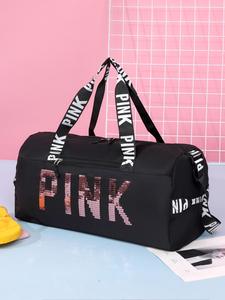 fitness bag with shoe compartment, stylish letter design large capacity lightweight bag, multifunctional shoulder bag, crossbody bag