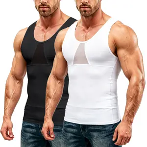 1/2/3 Pack Menswear Sleeveless Compression Shirt Tank Top Tummy Control Vest Elastic Fabric Fitness Breathable Clothes Stretchy Shapewear Smooth Athletic Stylish Gamis Gym Suit