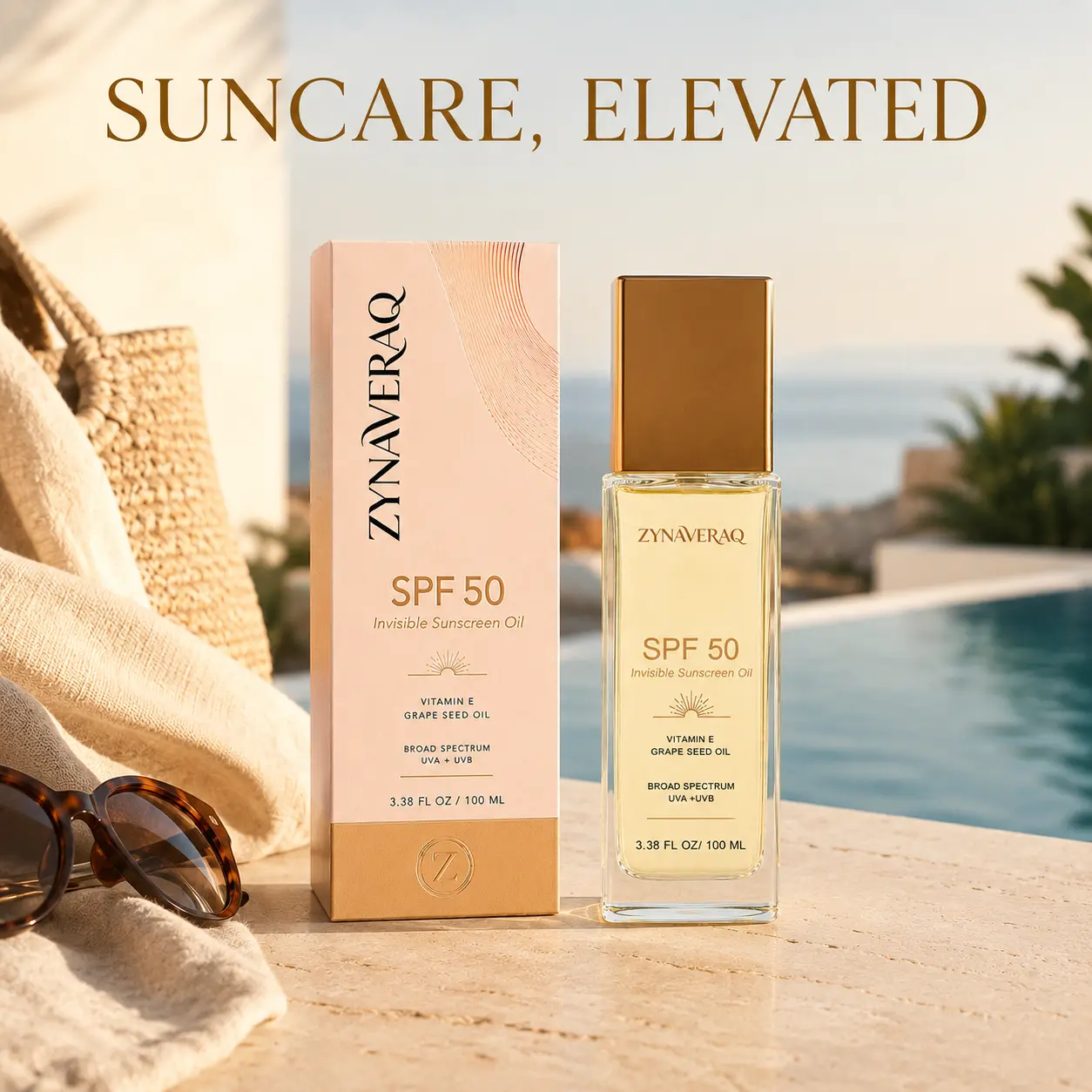 Invisible Sunscreen Oil with Vitamin E and Grape Seed Oil Lightweight Gel Texture Glowing Waterproof Oil-Free Sun Lotion for Daily Outdoor Use Broad Spectrum SPF 50 PA++++