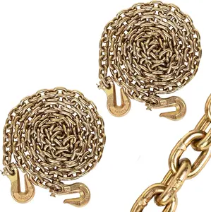 2 Pack Transport Binder Chain 5/16 in x 10FT | 4,900 LBS Working Load Capacity | G80 Tow Chain with Grab Hooks | Heavy Duty for Transporting, Towing, Tie Down Binding