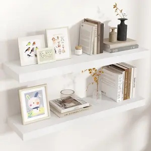 Floating Shelves for Wall, 2 Large Wall Mounted Shelves with Invisible Brackets, Long  Floating Wall Shelf Shelves for Living Room, Bedroom, Kitchen, (White, 36" W x 9" D x 1.5" H)