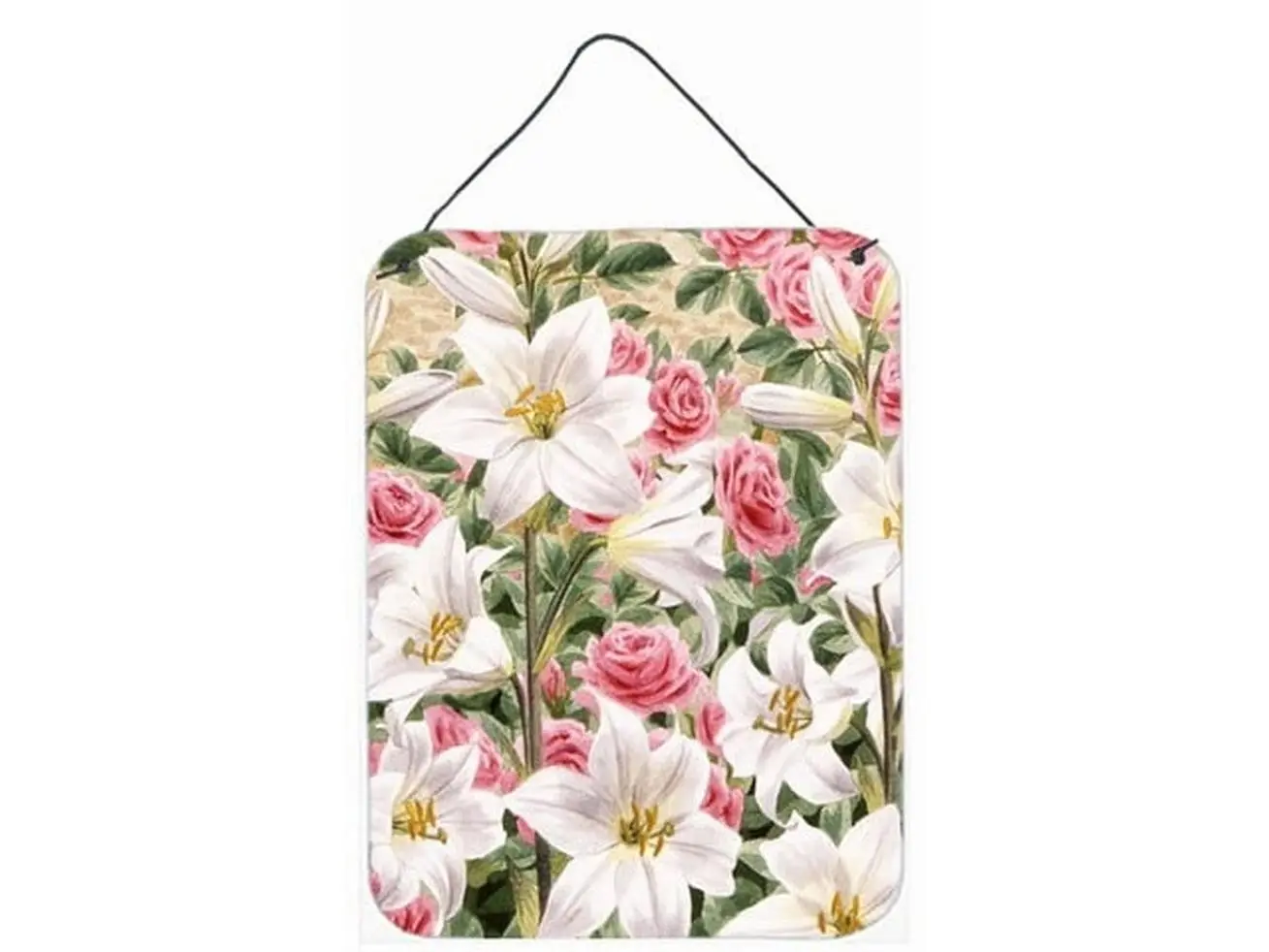 Carolines Treasures ASAD115DS1216 Sarah Adams Lilies & Roses Hangable Aluminium Wall or Door Hanging Prints, Home Decor for Room Decor