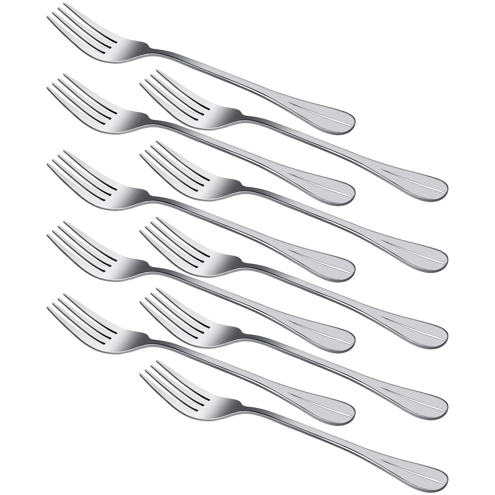 Unique Bargains Stainless Steel Forks 10 Pcs Salad Dinner Fork 7 Inch Tableware Dinnerware for Dessert Eating Cooking