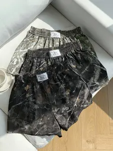 Women's Vintage Streetwear Dried Branch Maple Leaf Camo All over Print Loose Fit Sporty Shorts, Summer Casual Comfortable Daily Wear
