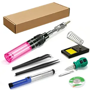 Portable Gas Solder Iron Kit, Cordless Precise Temperature Control, Includes Desoldering Band and Stand, Ideal for Electronics Enthusiasts