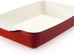 9x13-inch Deep Ceramic Baking Dish with Handles – Lasagna Pan, Oven Safe, 135 oz, Red
