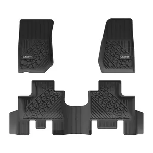 LASFIT Floor Mats Fit for 2013-2018 Jeep Wrangler JK Unlimited 4 Door Only (Not Fit for JL or 4xe), TPE All Weather Car Liners，Custom Fit 1st & 2nd Row Floor Liners, Black