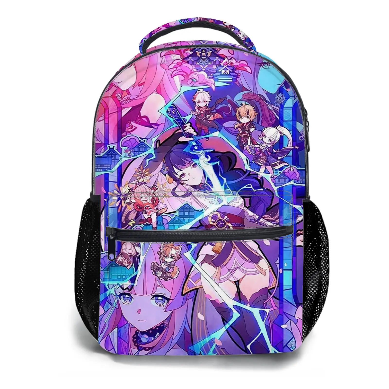 Men's and women's backpacksStudent Schoolbag Childrens Schoolbag High Quality Schoolbag Gift For Anime Vibrant Anime Character Collage Art Durable Fabric Print Design For Students And Fans