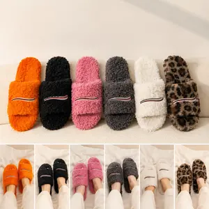 Men Women Winter Faux Fur Slippers Warm Letters Fluffy Indoor Outdoor Slide Sandals Comfortable Fuzzy Flip Flop Slipper 2025 New