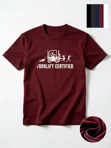 Forklift Certified Men's Crew Neck Short-Sleeve Graphic Fitted Tee - Funny Logo Viral TikTok Top