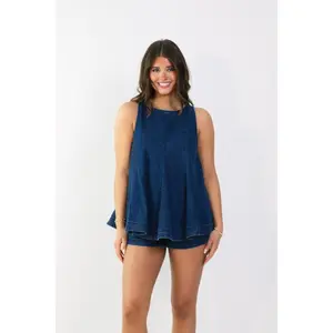 Kaylee Denim Top & Shorts Set