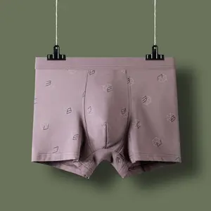 Men's Autumn Winter Modal Cotton Mid-Rise Breathable Boxer Briefs Comfortable Four-Corner Underwear Trunks