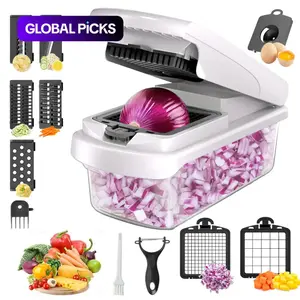 Manual Vegetable Chopper, Vegetable Slicer Dicer, 1 Set Multifunctional Vegetable Chopper with Container, Kitchen Gadgets for Home Use, Household Kitchen Products, Utensils#GLOBAL PICKS